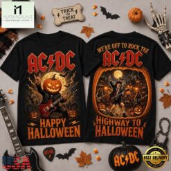 ACDC Highway to Halloween Pumpkin Rock T Shirt, Popular 3D Music Tee Acdc Highway TO Halloween Pumpkin Rock T Shirt