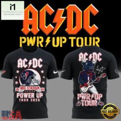 ACDC x Houston Texans Power Up Tour 2026 Black T Shirt, Popular 3D Music Tee Acdc X Houston Texans Power UP Tour 2026 Black T Shirt