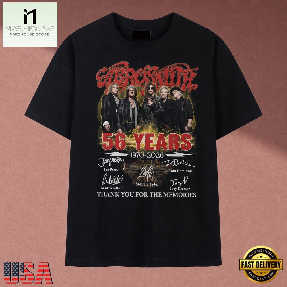 Aerosmith 56 Years 1970 2026 Band Signatures Rock Vintage T Shirt, Music Fan 2D Shirt Aerosmith 56 Years 1970 2026 Band Signatures Rock Vintage T Shirt, Music Fan 2D Shirt