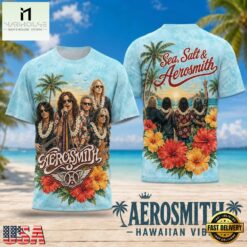 Aerosmith Hawaiian Vibes Band Photo with Hibiscus Flowers 2026 3D Shirt , Popular 3D Music Tee Aerosmith Hawaiian Vibes Band Photo With Hibiscus Flowers 2026 3D Shirt