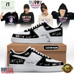 Aespa x BAPE Signed 2026 Limited Edition Black Air Force 1 Shoes
