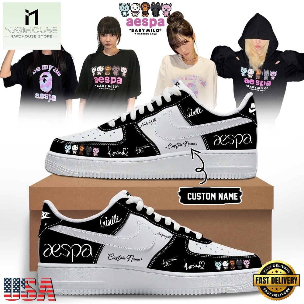 Aespa x BAPE Signed 2026 Limited Edition Black Air Force 1 Shoes Aespa x BAPE Signed 2026 Limited Edition Black Air Force 1 Shoes