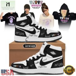Aespa x BAPE Signed 2026 Limited Edition Black Air Jordan 1 Shoes