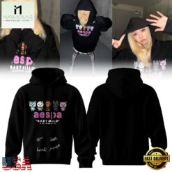 Aespa x BAPE Signed 2026 Limited Edition Black Hoodie , Popular 3D Music Tee Aespa X Bape Signed 2026 Limited Edition Black Hoodie