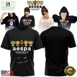Aespa x BAPE Signed 2026 Limited Edition Black T Shirt , Popular 3D Music Tee Aespa X Bape Signed 2026 Limited Edition Black T Shirt