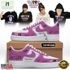 Aespa x BAPE Signed 2026 Limited Edition Pink Air Force 1 Shoes