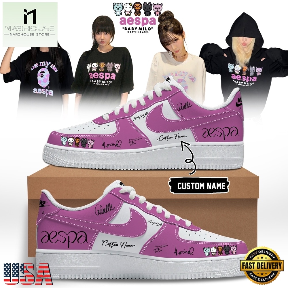 Aespa x BAPE Signed 2026 Limited Edition Pink Air Force 1 Shoes Aespa x BAPE Signed 2026 Limited Edition Pink Air Force 1 Shoes