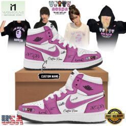 Aespa x BAPE Signed 2026 Limited Edition Pink Air Jordan 1 Shoes