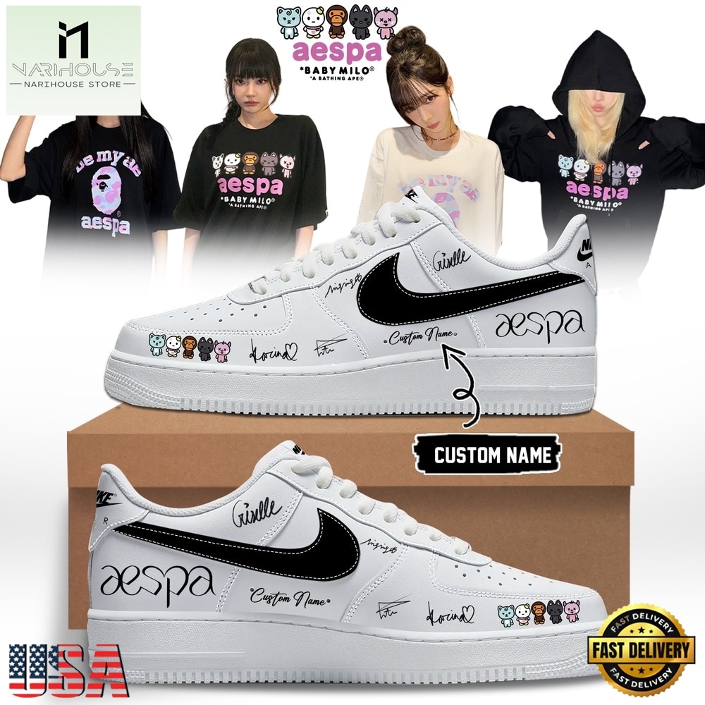 Aespa x BAPE Signed 2026 Limited Edition White Air Force 1 Shoes Aespa x BAPE Signed 2026 Limited Edition White Air Force 1 Shoes