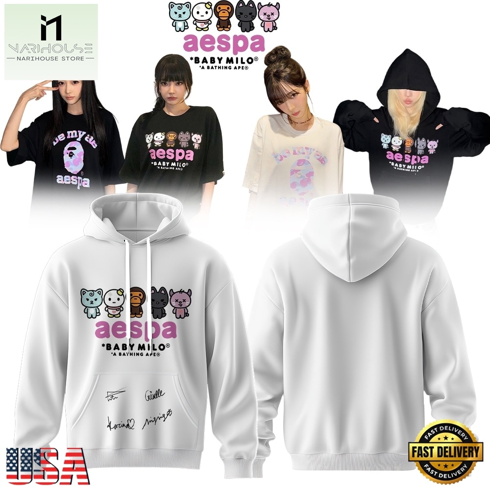 Aespa x BAPE Signed 2026 Limited Edition White Hoodie , Popular 3D Music Tee Aespa x BAPE Signed 2026 Limited Edition White Hoodie , Popular 3D Music Tee