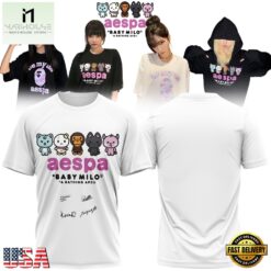 Aespa x BAPE Signed 2026 Limited Edition White T Shirt , Popular 3D Music Tee Aespa X Bape Signed 2026 Limited Edition White T Shirt