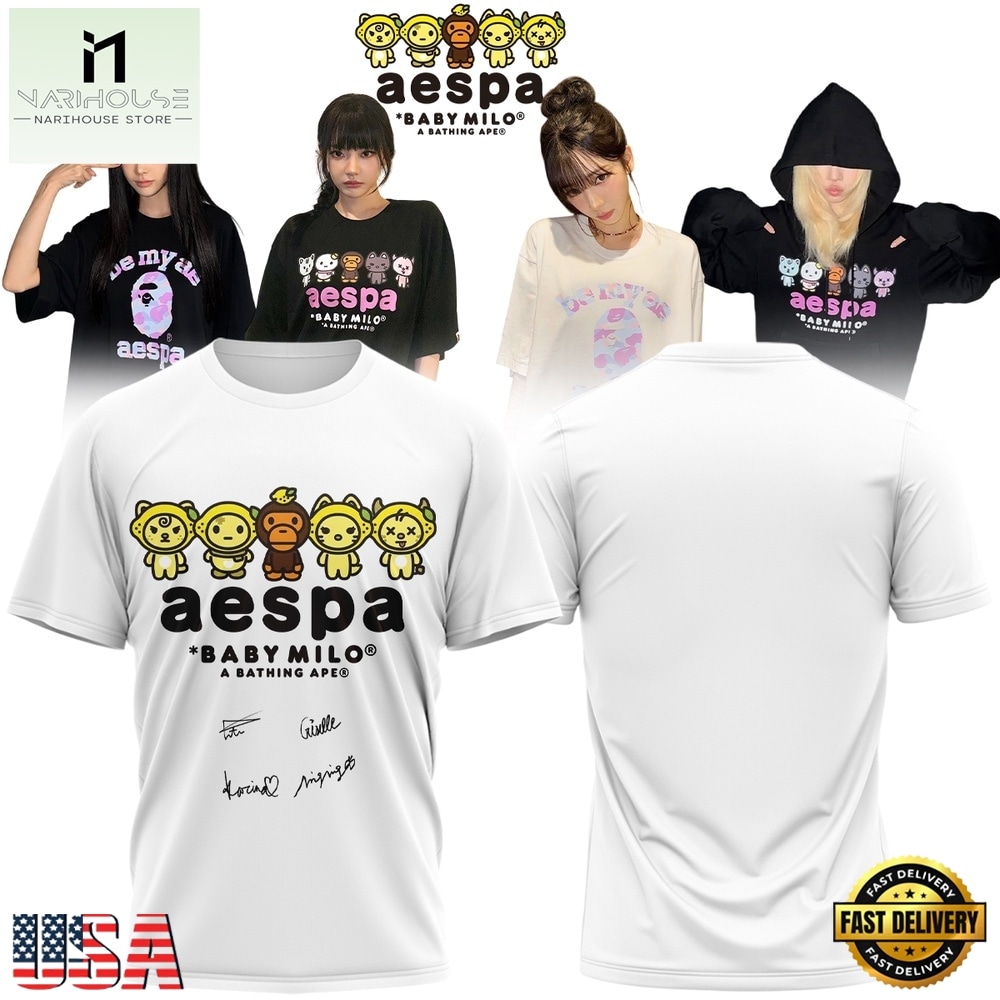 Aespa x BAPE Signed 2026 New Design T Shirt , Popular 3D Music Tee Aespa x BAPE Signed 2026 New Design T Shirt , Popular 3D Music Tee