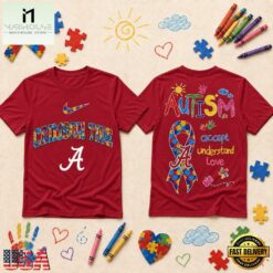 Alabama Crimson Tide NCAA Autism Awareness Puzzle Ribbon T Shirt , NCAA College 3D Shirt Alabama Crimson Tide Ncaa Autism Awareness Puzzle Ribbon T Shirt