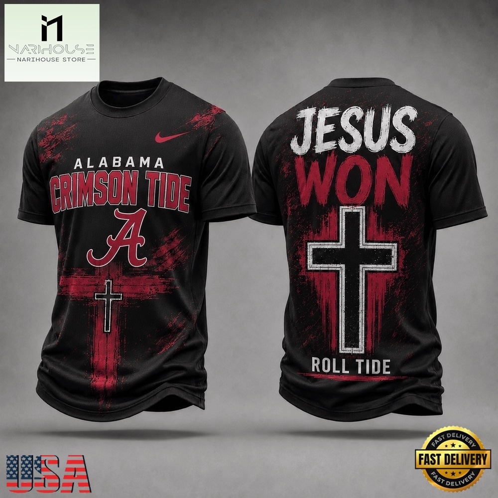 Alabama Crimson Tide NCAA Jesus Won New Design 3D Shirt , NCAA College 3D Shirt Alabama Crimson Tide NCAA Jesus Won New Design 3D Shirt , NCAA College 3D Shirt