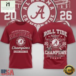 Alabama Crimson Tide NCAA Road to Glory 2026 Football Champions 3D Shirt , NCAA College 3D Shirt Alabama Crimson Tide Ncaa Road TO Glory 2026 Football Champions 3D Shirt