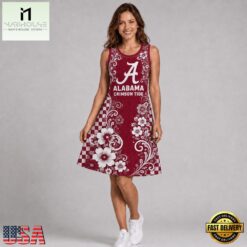 Alabama Crimson Tide NCAA Sporty Floral Elegance Women’s Sleeveless Dress, NCAA Women Team Dress Alabama Crimson Tide Ncaa Sporty Floral Elegance Women S Sleeveless Dress