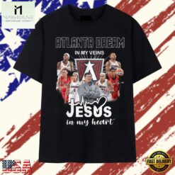 Atlanta Dream In My Veins Jesus In My Heart Signatures WNBA T Shirt , Stylish 2D Graphic Shirt Atlanta Dream IN MY Veins Jesus IN MY Heart Signatures Wnba T Shirt