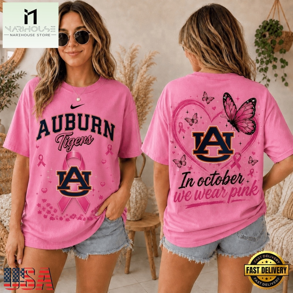 Auburn Tigers 2026 NCAA Pink October Breast Cancer Awareness Fan Pride Unisex T Shirt , NCAA College 3D Shirt Auburn Tigers 2026 NCAA Pink October Breast Cancer Awareness Fan Pride Unisex T Shirt , NCAA College 3D Shirt