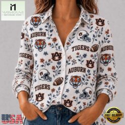 Auburn Tigers NCAA College Spirit Blossoms Women Casual Shirt, CAA Women Team Shirt Auburn Tigers Ncaa College Spirit Blossoms Women Casual Shirt