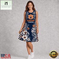 Auburn Tigers NCAA Sporty Floral Elegance Women’s Sleeveless Dress, NCAA Women Team Dress Auburn Tigers Ncaa Sporty Floral Elegance Women S Sleeveless Dress