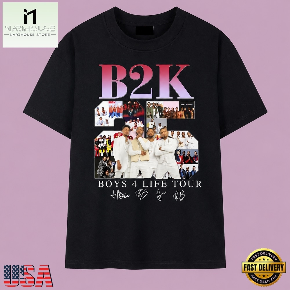 B2K Boys 4 Life Tour 25th Anniversary Signatures R&B Band T Shirt, Music Fan 2D Shirt B2K Boys 4 Life Tour 25th Anniversary Signatures R&B Band T Shirt, Music Fan 2D Shirt