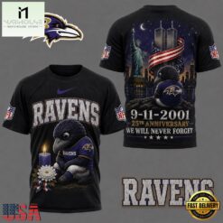 Baltimore Ravens NFL 9 11 25th Anniversary Never Forget Memorial 3D T Shirt, NFL Sporty Shirt Baltimore Ravens Nfl 9 11 25th Anniversary Never Forget Memorial 3D T Shirt