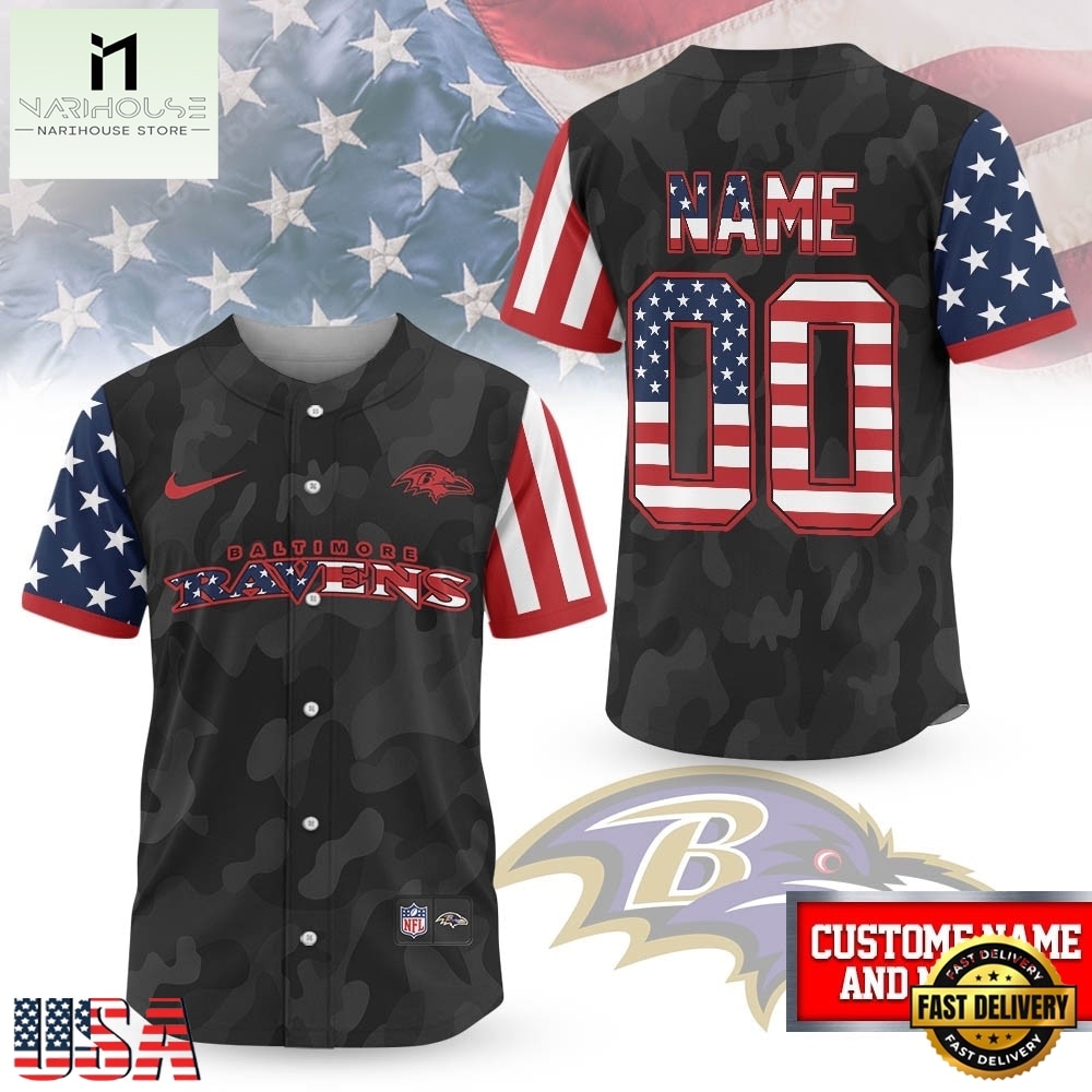 Baltimore Ravens NFL American Pride Custom Baseball Jersey Shirt , NFL Game Day Jersey Baltimore Ravens NFL American Pride Custom Baseball Jersey Shirt , NFL Game Day Jersey