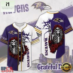 Baltimore Ravens NFL Game Day Grateful Dead Baseball Jersey Shirt, NFL Game Day Jersey Baltimore Ravens Nfl Game Day Grateful Dead Baseball Jersey Shirt