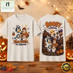 Bluey Family Halloween Too Cute to Spook, Booey Carnival 3D Shirt , Popular 3D Music Tee Bluey Family Halloween Too Cute TO Spook Booey Carnival 3D Shirt