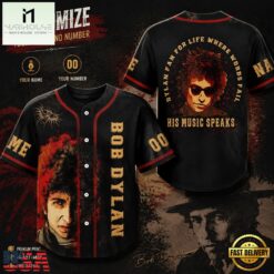 Bob Dylan Where Words Fail His Music Speaks Baseball Jersey , Concert Baseball Jersey Bob Dylan Where Words Fail His Music Speaks Baseball Jersey