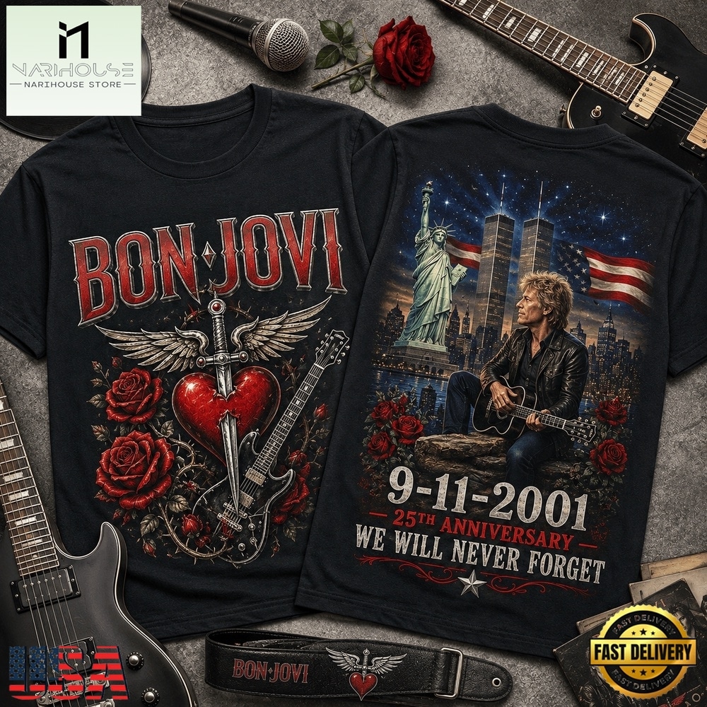 Bon Jovi 911 Memorial 25th Anniversary 3D Shirt , Music Fans 3D T Shirt Bon Jovi 911 Memorial 25th Anniversary 3D Shirt , Music Fans 3D T Shirt
