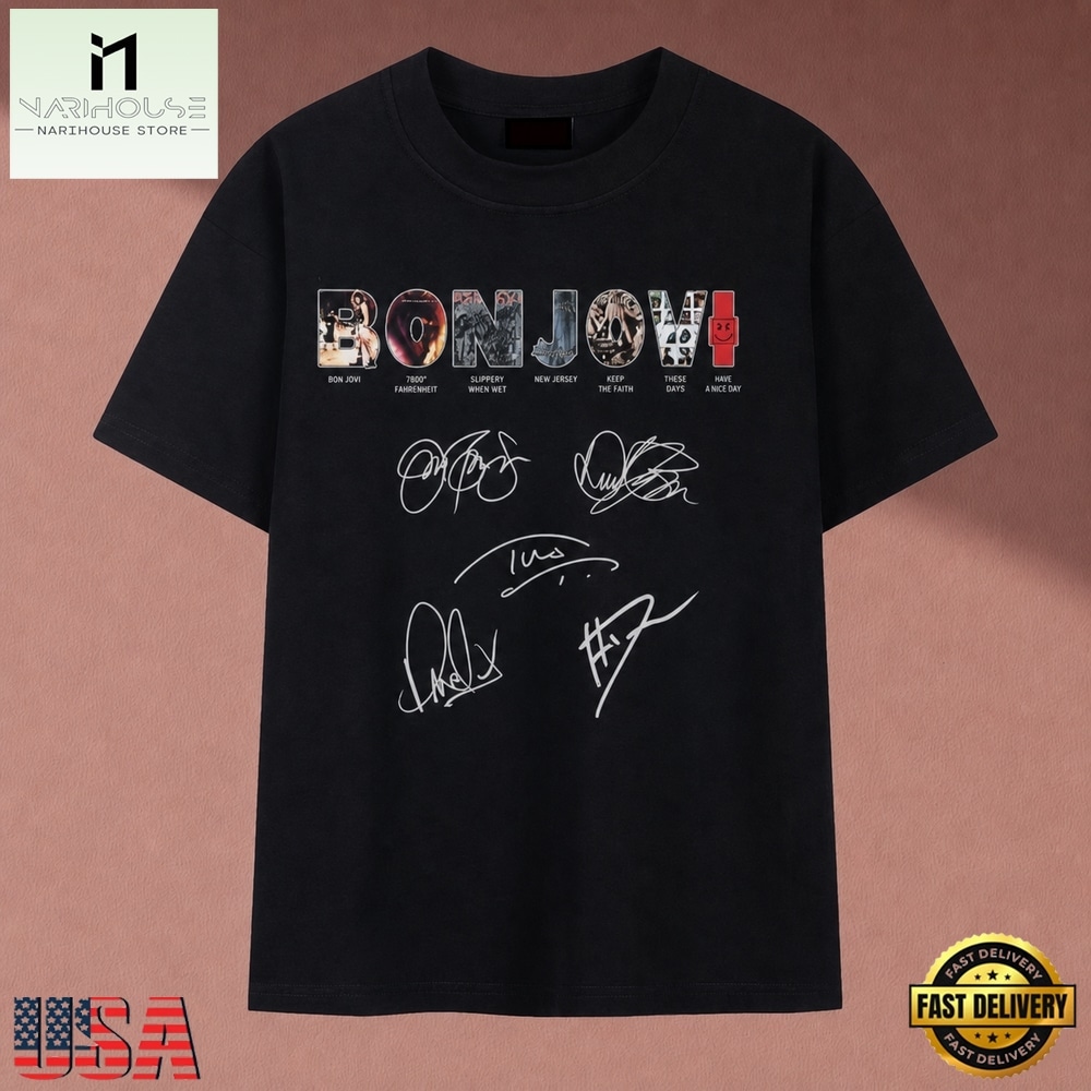Bon Jovi Albums Logo Vintage Cast Signatures Rock Band T Shirt, Music Fan 2D Shirt Bon Jovi Albums Logo Vintage Cast Signatures Rock Band T Shirt, Music Fan 2D Shirt