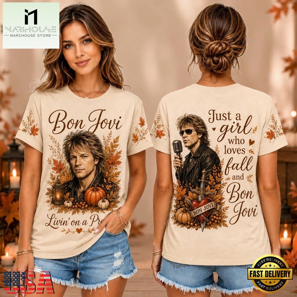 Bon Jovi Autumn Leaves Pumpkin Portrait Unisex 3D Shirt , Music Fans 3D T Shirt Bon Jovi Autumn Leaves Pumpkin Portrait Unisex 3D Shirt , Music Fans 3D T Shirt