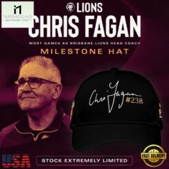 Brisbane Lions Chris Fagan Milestone Signature 2026 Black Cap , Trending Cap Style Brisbane Lions Chris Fagan Milestone Signature 2026 Black Cap