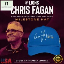Brisbane Lions Chris Fagan Milestone Signature 2026 Blue Cap , Trending Cap Style Brisbane Lions Chris Fagan Milestone Signature 2026 Blue Cap