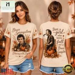 Bruce Springsteen Autumn Pumpkins Vintage Photo Unisex 3D Shirt , Music Fans 3D T Shirt Bruce Springsteen Autumn Pumpkins Vintage Photo Unisex 3D Shirt