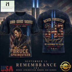 Bruce Springsteen September 11 343 Tribute Twin Towers 3D Shirt, Popular 3D Music Tee Bruce Springsteen September 11 343 Tribute Twin Towers 3D Shirt