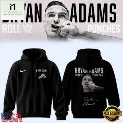 Bryan Adams Roll With The Punches Tour 2026 2027 Signed Graphic Hoodie, Popular 3D Music Tee Bryan Adams Roll With The Punches Tour 2026 2027 Signed Graphic Hoodie