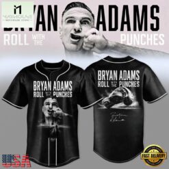 Bryan Adams Roll With The Punches Tour 2026 27 Signature Black Baseball Jersey, Concert Baseball Jersey Bryan Adams Roll With The Punches Tour 2026 27 Signature Black Baseball Jersey