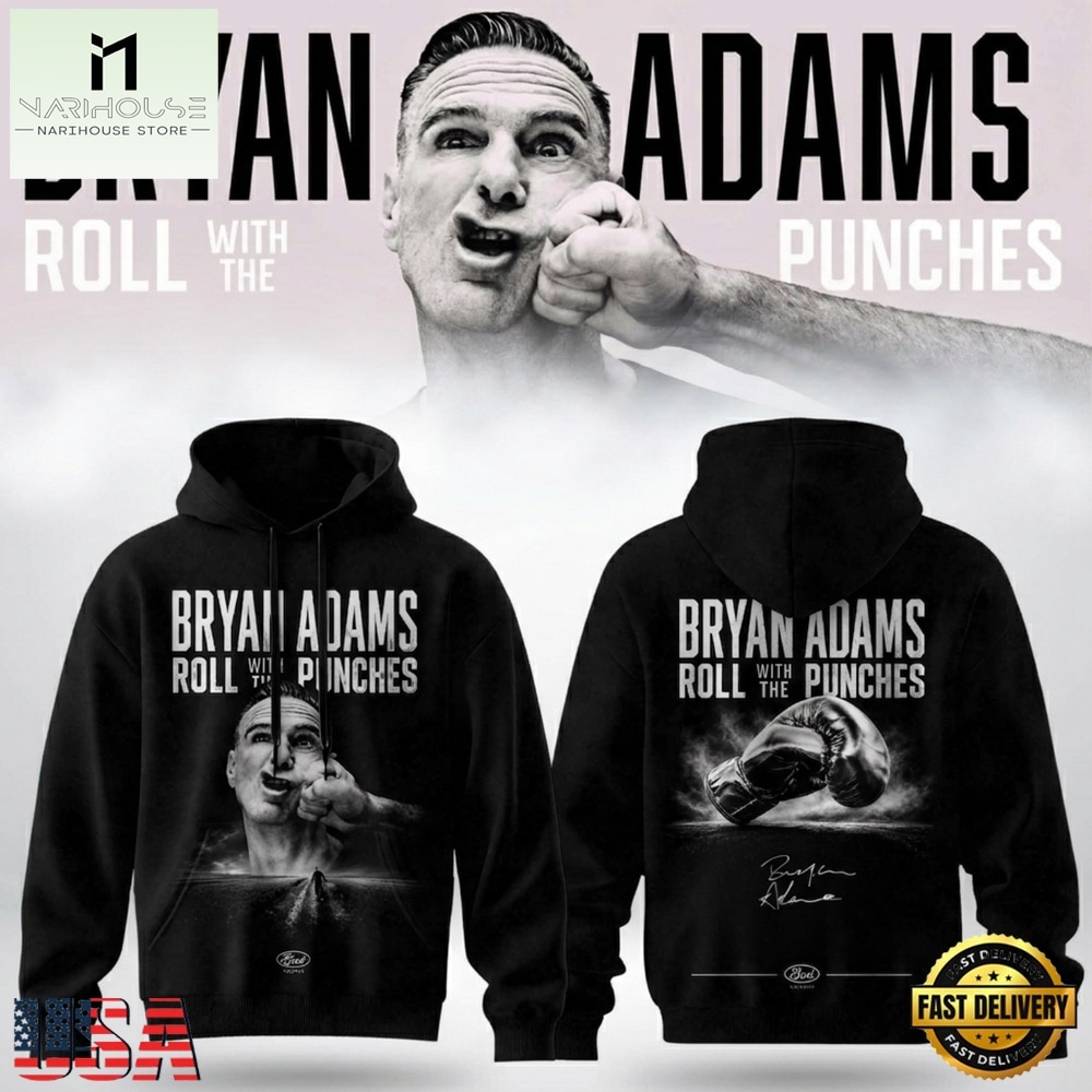Bryan Adams Roll With The Punches Tour 2026 27 Signature Black Hoodie, Popular 3D Music Tee Bryan Adams Roll With The Punches Tour 2026 27 Signature Black Hoodie, Popular 3D Music Tee