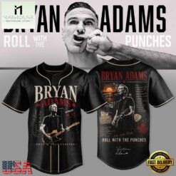 Bryan Adams Roll With The Punches Tour 2026 Signed Baseball Jersey, Concert Baseball Jersey Bryan Adams Roll With The Punches Tour 2026 Signed Baseball Jersey