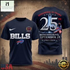 Buffalo Bills NFL Honoring 25 Years Remembering September 11 T Shirt, NFL Sporty Shirt Buffalo Bills Nfl Honoring 25 Years Remembering September 11 T Shirt