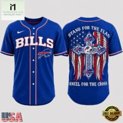 Buffalo Bills NFL Stand For The Flag Kneel For The Cross Baseball Jersey Shirt , NFL Game Day Jersey Buffalo Bills Nfl Stand For The Flag Kneel For The Cross Baseball Jersey Shirt