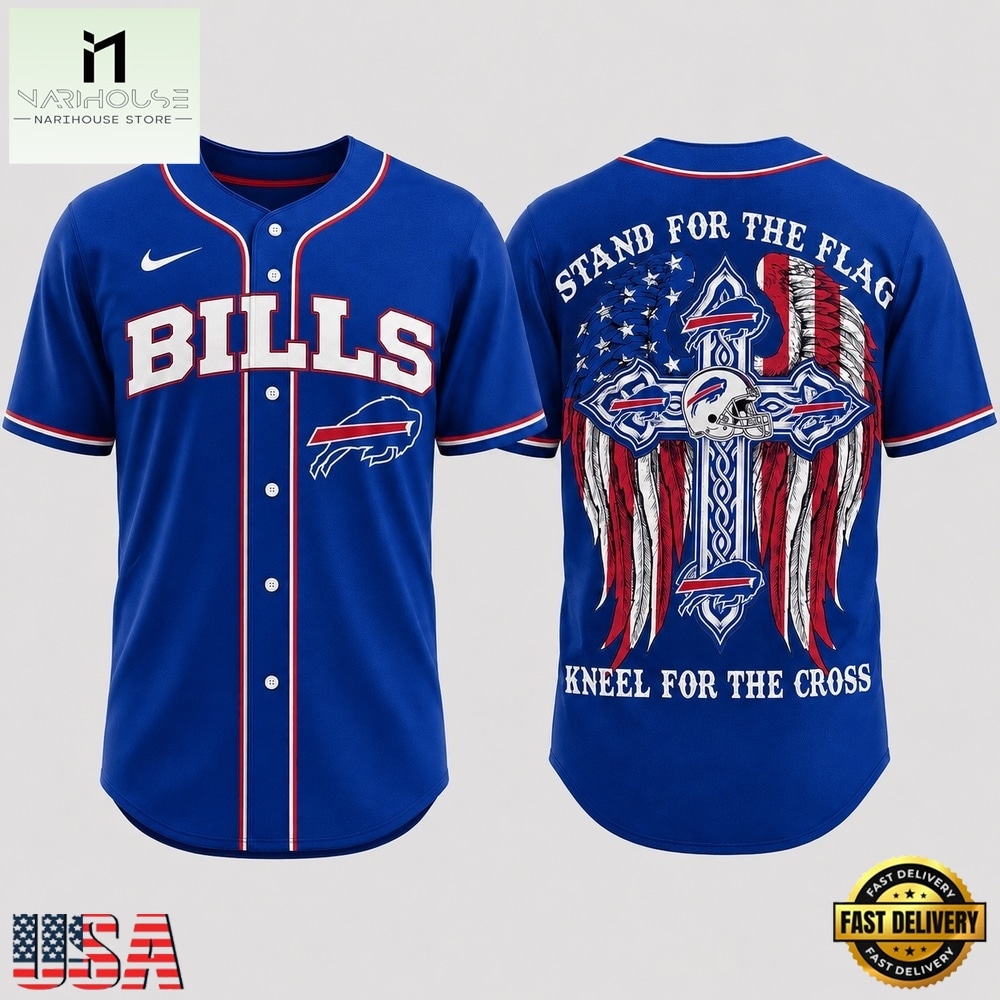 Buffalo Bills NFL Stand For The Flag Kneel For The Cross Baseball Jersey Shirt , NFL Game Day Jersey Buffalo Bills NFL Stand For The Flag Kneel For The Cross Baseball Jersey Shirt , NFL Game Day Jersey