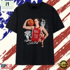 Caitlin Clark USA Basketball #12 Signature Photo Collage Graphic T Shirt, Stylish 2D Graphic Shirt Caitlin Clark Usa Basketball 12 Signature Photo Collage Graphic T Shirt