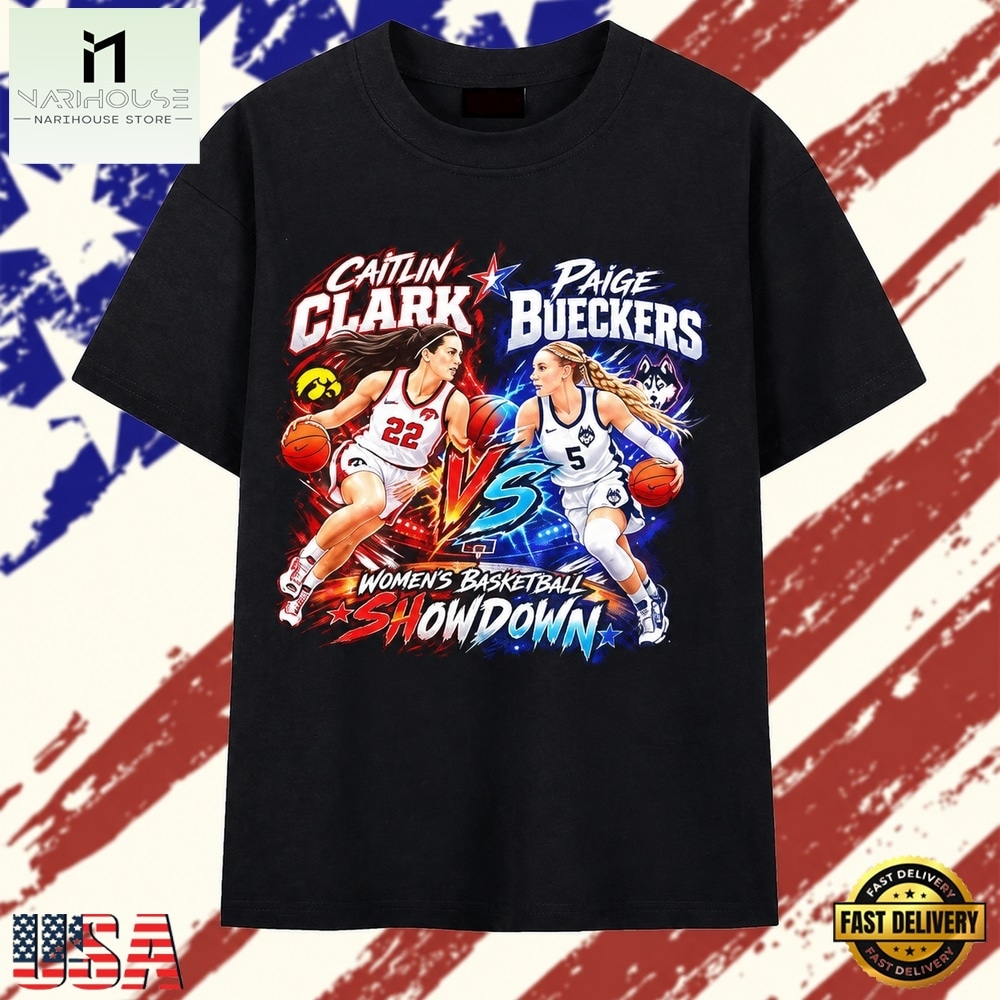 Caitlin Clark vs Paige Bueckers Women’s Basketball Showdown T Shirt, Stylish 2D Graphic Shirt Caitlin Clark vs Paige Bueckers Women’s Basketball Showdown T Shirt, Stylish 2D Graphic Shirt