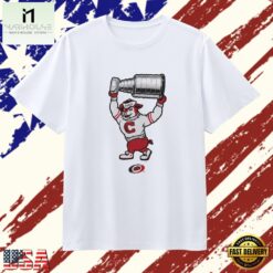 Carolina Hurricanes Stormy Mascot Holding the Stanley Cup T Shirt , Stylish 2D Graphic Shirt Carolina Hurricanes Stormy Mascot Holding The Stanley Cup T Shirt