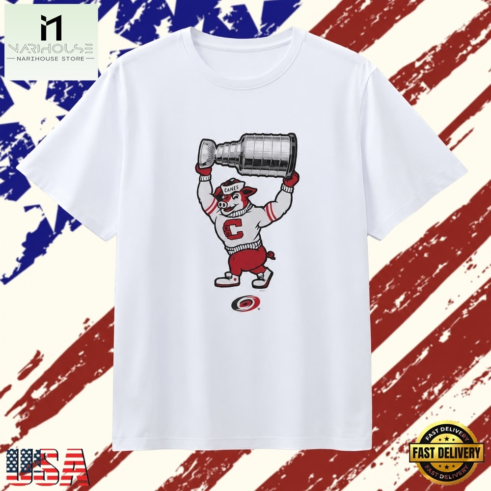 Carolina Hurricanes Stormy Mascot Holding the Stanley Cup T Shirt , Stylish 2D Graphic Shirt Carolina Hurricanes Stormy Mascot Holding the Stanley Cup T Shirt , Stylish 2D Graphic Shirt