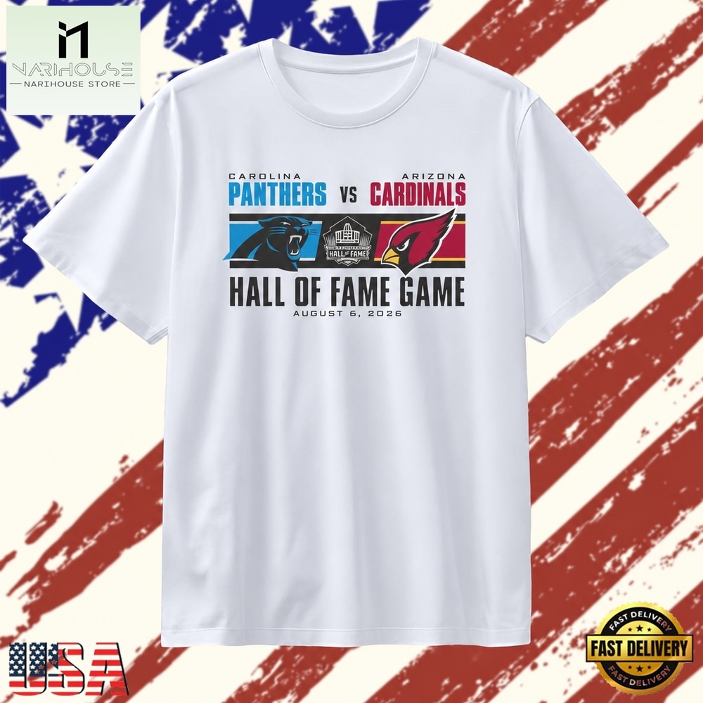 Carolina Panthers Vs Arizona Cardinals 2026 Hall of Fame Game Dueling Logo T Shirt , Stylish 2D Graphic Shirt Carolina Panthers Vs Arizona Cardinals 2026 Hall of Fame Game Dueling Logo T Shirt , Stylish 2D Graphic Shirt