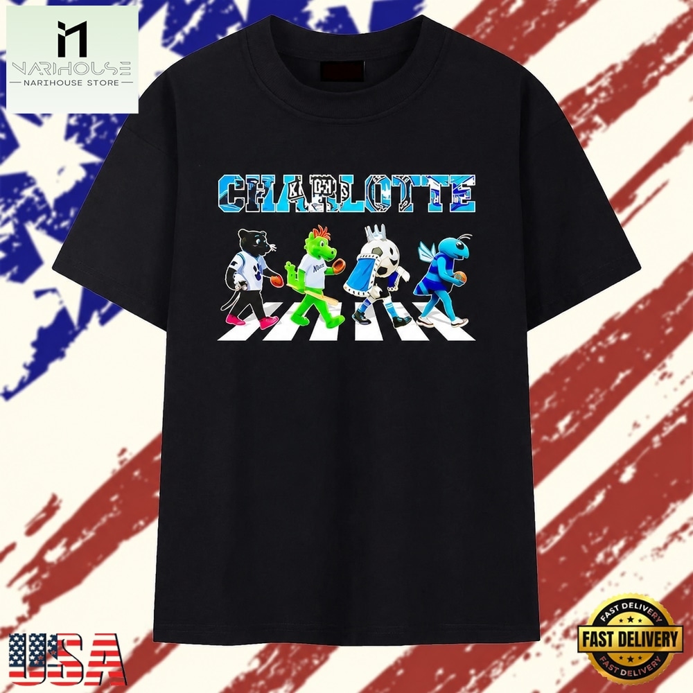 Charlotte Sports Teams Mascot walking across T Shirt , Stylish 2D Graphic Shirt Charlotte Sports Teams Mascot walking across T Shirt , Stylish 2D Graphic Shirt